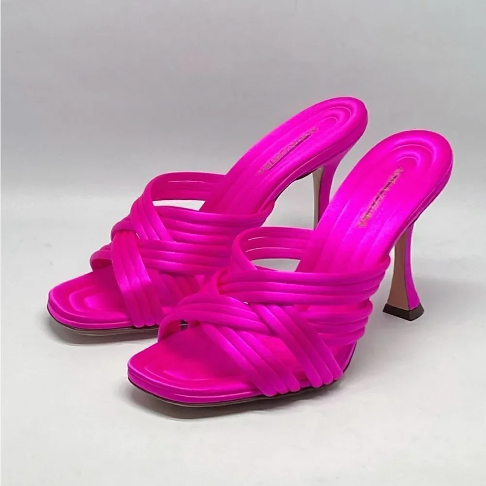 Aquazzura Oahu 95MM Strappy Satin Sandals size 37